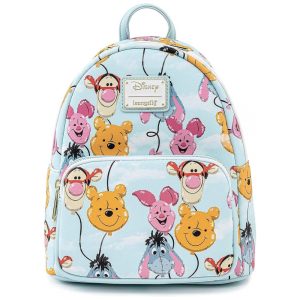 Mini Mochila Escolar Infantil Loungefly Disney Urisnho Pooh para Crianças a Partir de 12 Anos Azul