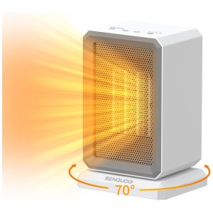 Aquecedor Elétrico Portátil com 3 Níveis de Potência e Oscilação de 70ºC 110V 1500W Benguoo Branco