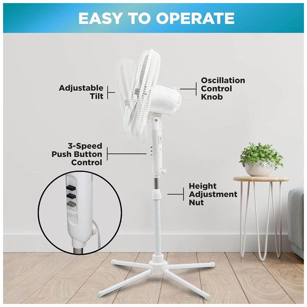 Ventilador de Coluna 3 Velocidades Ajustáveis 110V 47W COMFORT ZONE CZST161BTE Branco - Imagem 6