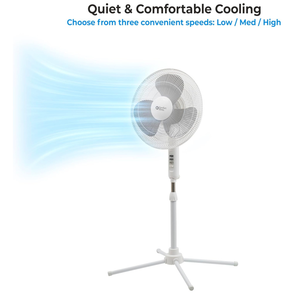 Ventilador de Coluna 3 Velocidades Ajustáveis 110V 47W COMFORT ZONE CZST161BTE Branco - Imagem 8