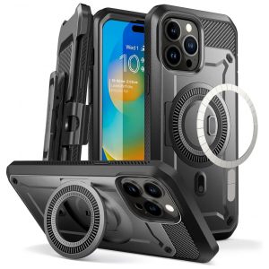 Capa para Iphone 14 Pro Max com Protetor de Tela Embutido e Clipe de Cinto SUPCASE Preta