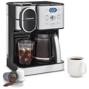 Cafeteira Programável 1 Litro em Aço Inoxidável com Painel Digital 110V 1100W Cuisinart SS16 Prata e Preta