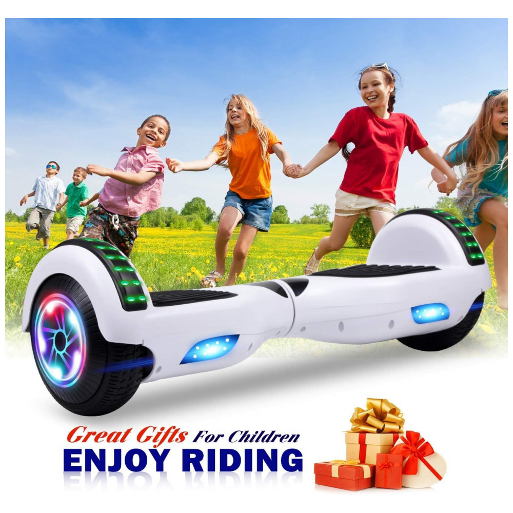 Hoverboard Elétrico Branco, Autoequilibrado, 16 km/h, Motor 350W, Bateria 36V 4Ah, Alcance 16 km, Bluetooth e Luzes LED, Peso 10,5 kg - Imagem 3