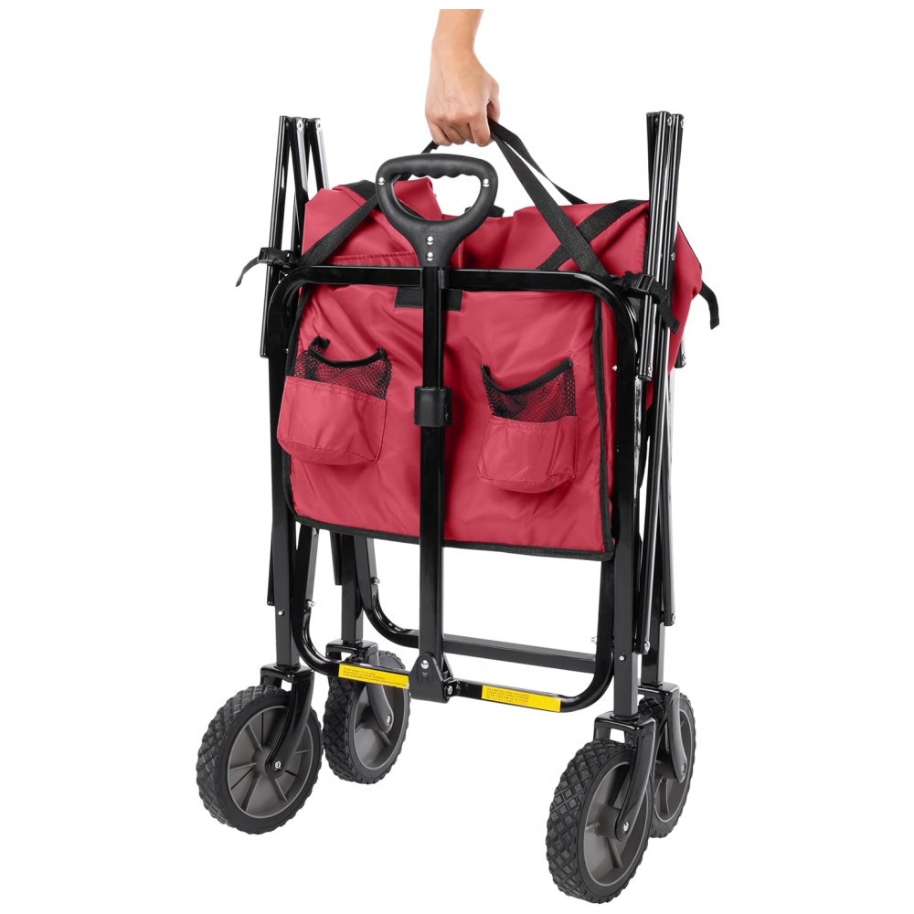 Carrinho Dobrável para Camping e Jardim Capacidade 120kg Vermelho - Imagem 3
