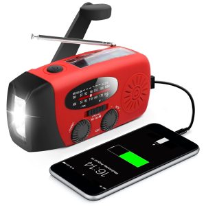 RunningSnail Lanterna LED Rádio FM USB Carregamento Via Solar Manivela