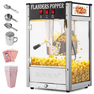 Pipoqueira Elétrica Faz até 72 kg de Pipoca com Panela de 226g Colher de Aço Inoxidável Colher de Óleo e 3 Copos de Pipoca 110V Bonnlo Preta