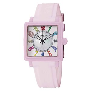 Relógio de Moda Fusão 149L4R 35mm Mostrador Branco e Rosa Pulseira de Silicone Rosa e Fivela Tang da Stuhrling.