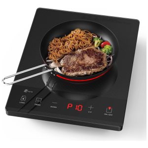 Cooktop Elétrico de Infravermelho Portátil de Vidro Cerâmico com Trava de Segurança para Crianças Temporizasor de 24H e Controle Digital  110V 1800W PAYISHO PAY-P10 Cinza