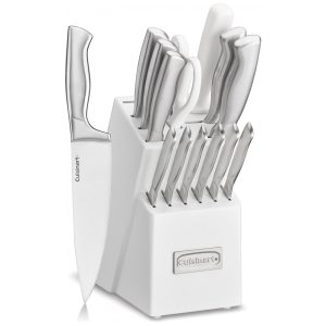 Conjunto de Facas com Lâminas em Aço Inoxidável 15 Peças Cuisinart Branco Brilhante