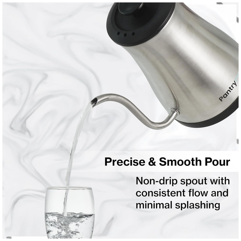 Chaleira elétrica pescoço de ganso PantryPro inox 1L 1500W com controle de temperatura Rapid-Boil 110V - Imagem 2