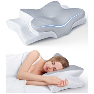 Travesseiro Ortopédico Cervical Ergonôimico Tamanho Queen com Espuma de Memória Cozyplayer Cinza Escuro
