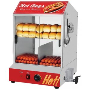 Máquina de Cachorro-Quente a Vapor 30L 2 Andares Steamer Elétrico com Aquecedor de Pães Controle de Temperatura Ajustável Nessxa