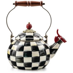 Chaleira de Chá Esmaltada 2 Litros MacKenzie Childs Preta e Branca