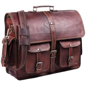 Bolsa Pasta de Couro para Laptop Masculina HULSH Marrom