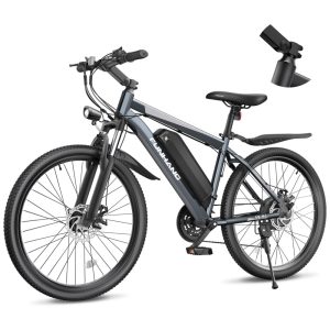 Bicicleta Elétrica Funhang EB-M1 Cinza Prata 26" | Motor 500W (Pico 1000W) Bateria 48V 3744Wh 21 Velocidades Suspensão Dianteira