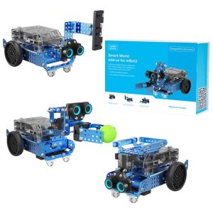 Kit Makeblock Smart World Robô Programável – Plataforma Educacional Interativa STEM WiFi Programação Scratch e Python Azul Metálico