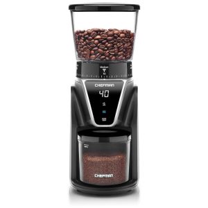 Moedor de Café e Grãos Elétrico Profissional 260g Aço Inoxidável 110v CHEFMAN Conical Burr Coffee Grinder Preto