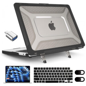 Capa Rígida Antichoque Preta para MacBook Air 15″ (2023–2025, Modelos A3241/A3114/A2941, M2/M3/M4) – MEEgoodo