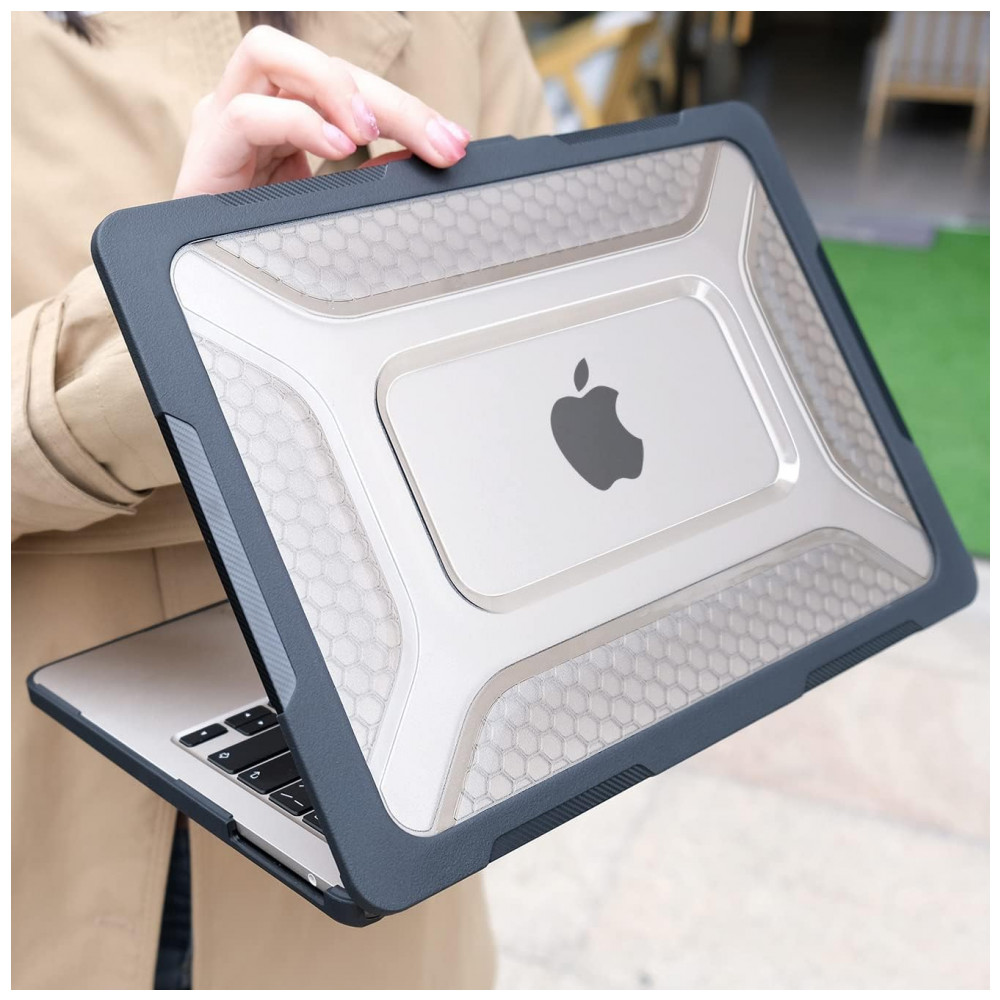 Capa Rígida Antichoque Preta para MacBook Air 15″ (2023–2025, Modelos A3241/A3114/A2941, M2/M3/M4) – MEEgoodo - Imagem 5