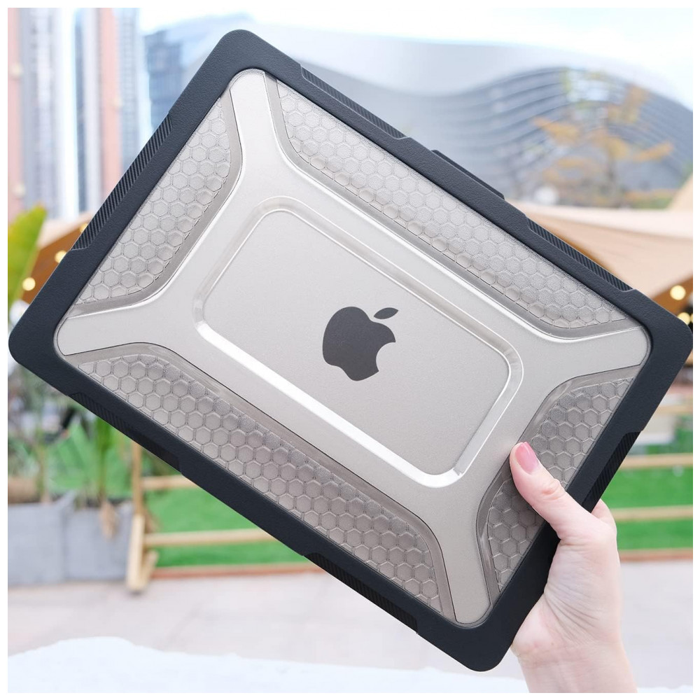 Capa Rígida Antichoque Preta para MacBook Air 15″ (2023–2025, Modelos A3241/A3114/A2941, M2/M3/M4) – MEEgoodo - Imagem 6