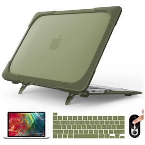 Capa Rígida Antichoque Mektron para MacBook Pro 16″ (Modelo A2141 – 2019/2020) com Suporte Dobrável e Acessórios – Verde Abacate