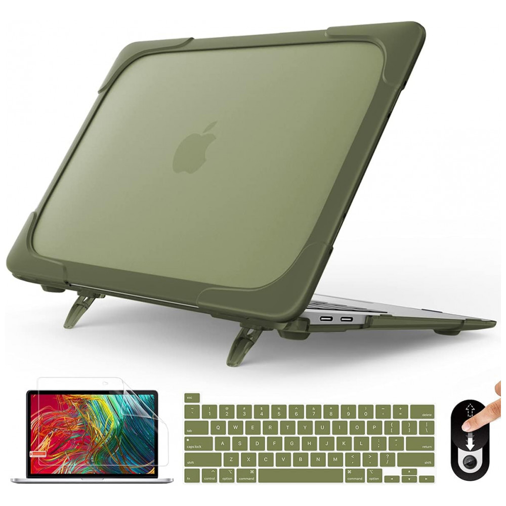 Capa Rígida Antichoque Mektron para MacBook Pro 16″ (Modelo A2141 – 2019/2020) com Suporte Dobrável e Acessórios – Verde Abacate