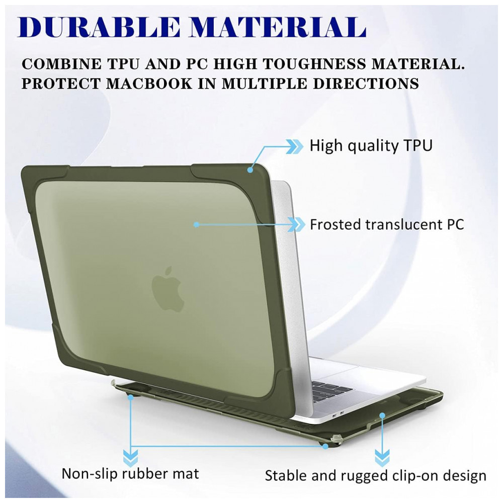 Capa Rígida Antichoque Mektron para MacBook Pro 16″ (Modelo A2141 – 2019/2020) com Suporte Dobrável e Acessórios – Verde Abacate - Imagem 3