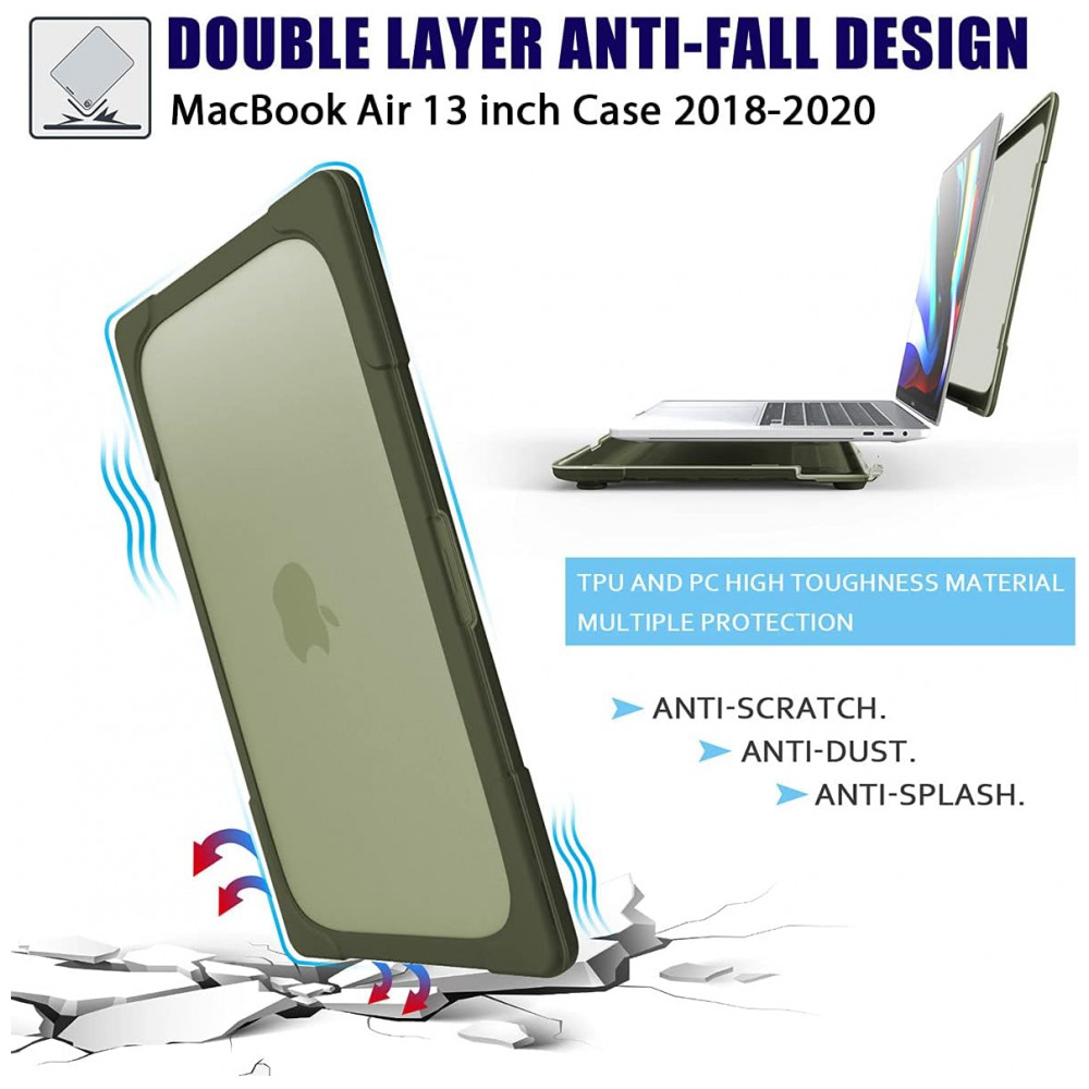 Capa Rígida Antichoque Mektron para MacBook Pro 16″ (Modelo A2141 – 2019/2020) com Suporte Dobrável e Acessórios – Verde Abacate - Imagem 5