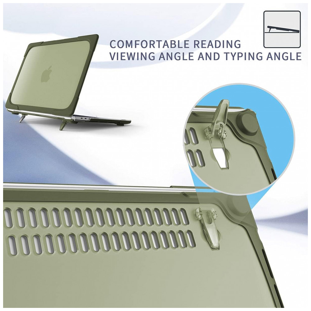 Capa Rígida Antichoque Mektron para MacBook Pro 16″ (Modelo A2141 – 2019/2020) com Suporte Dobrável e Acessórios – Verde Abacate - Imagem 9