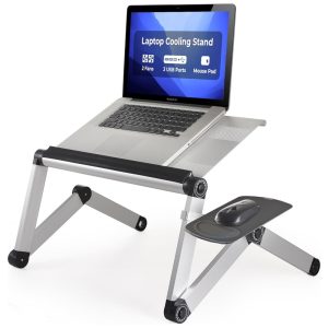 WorkEZ Cool Cooling Laptop Cooling Stand Lap Desk Tray for Bed Couch com 2 ventiladores 3 portas USB Mouse Pad cinza UNCAGED ERGONOMICS WECs Cinza