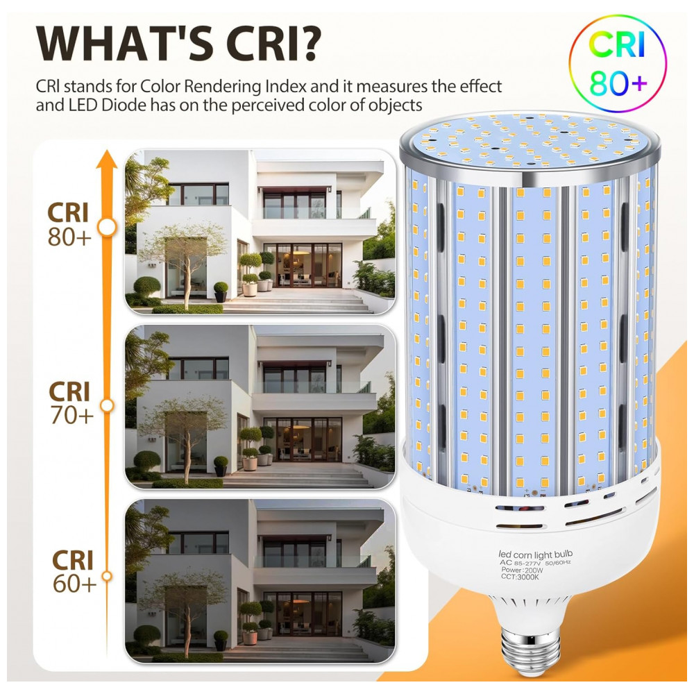 Lâmpada LED Corn XYCN de 200W, 2 Pack, 29.500LM, Branco Quente 3000K, Equivalente a 2000W, Base Mogul E26/E39 para Ambientes Internos e Externos - Imagem 4