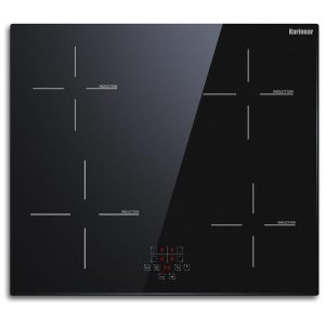 Cooktop de Indução Karinear 24” 4 Zonas Preto Vidro Vitrocerâmico Timer Trava Segurança 6400W 220V Embutir