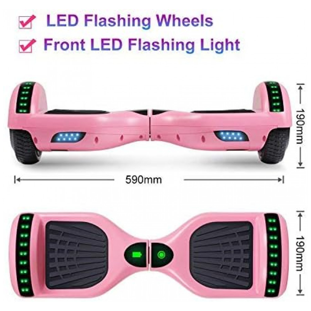 Hoverboard Auto Balanceante SISIGAD 6,5" H4 Rosa com Alto-falante Bluetooth e Rodas LED Coloridas para Crianças de 6 a 12 Anos - Imagem 2