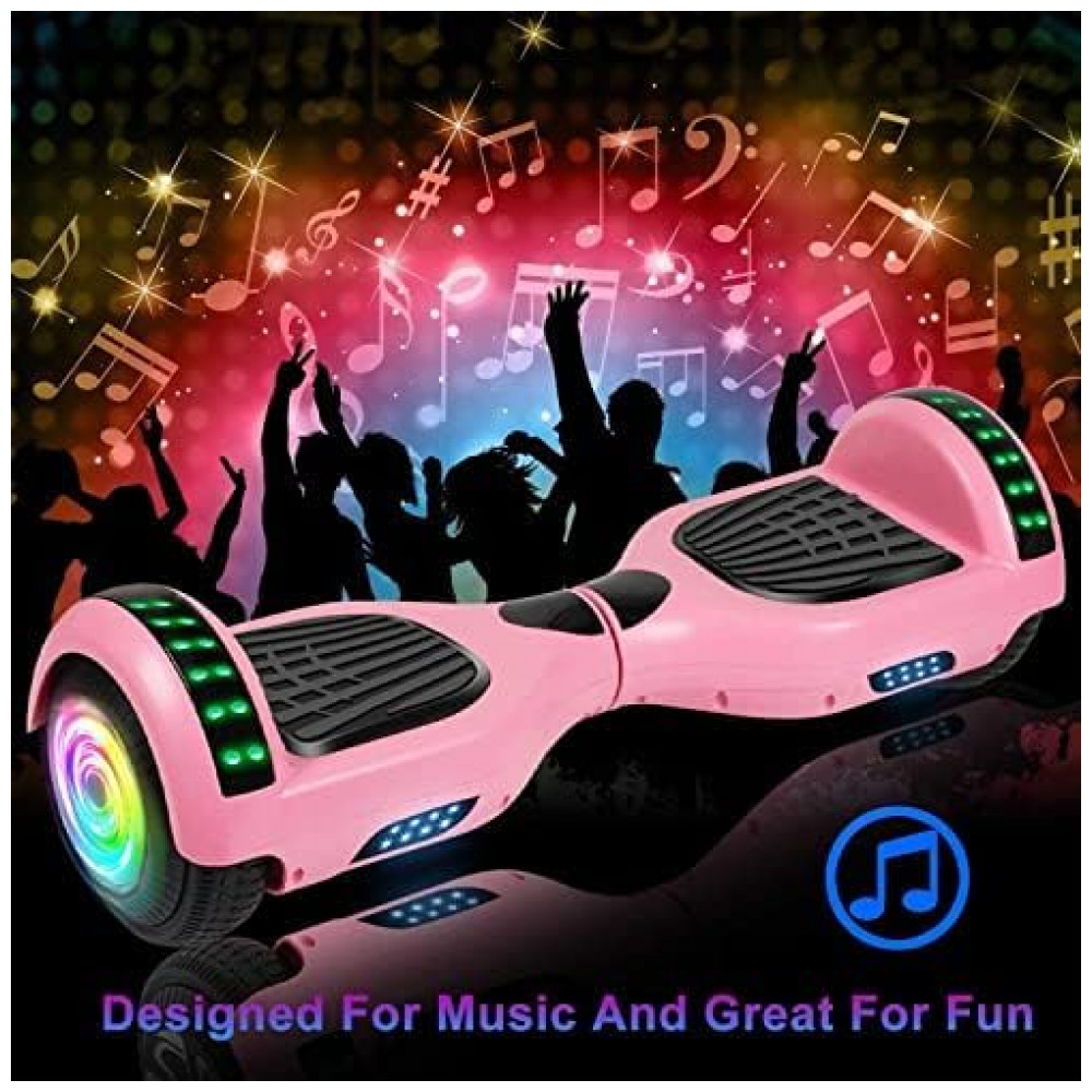 Hoverboard Auto Balanceante SISIGAD 6,5" H4 Rosa com Alto-falante Bluetooth e Rodas LED Coloridas para Crianças de 6 a 12 Anos - Imagem 5