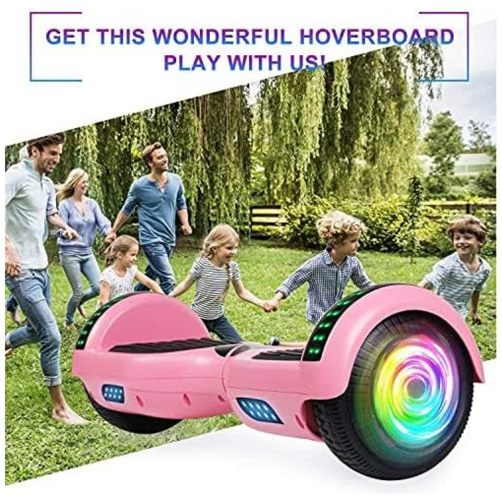 Hoverboard Auto Balanceante SISIGAD 6,5" H4 Rosa com Alto-falante Bluetooth e Rodas LED Coloridas para Crianças de 6 a 12 Anos - Imagem 6