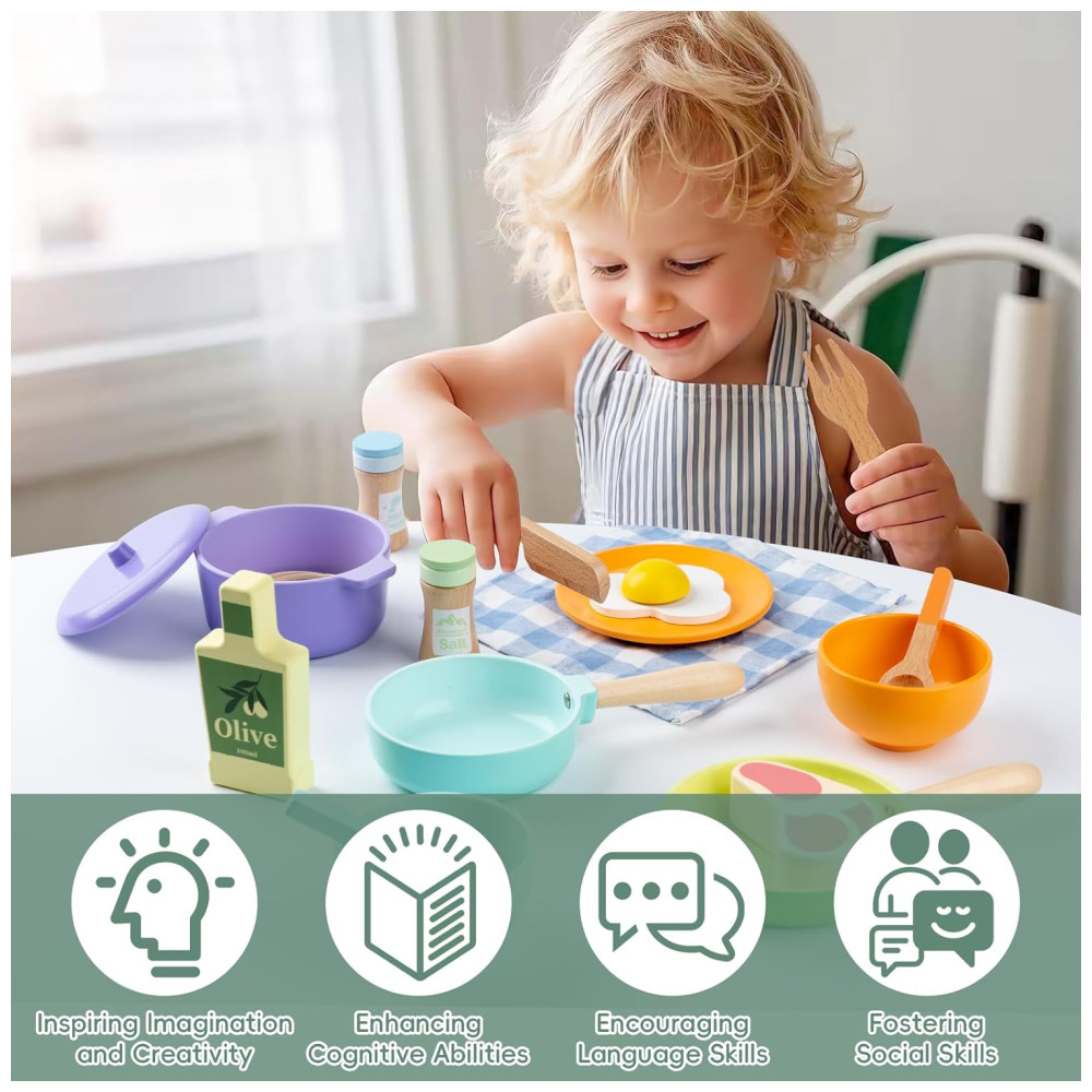 Brinquedo De Cozinha De Madeira Para Crianças 3+ – Acessórios Montessori E Utensílios Para Brincar.Busy Edition - Imagem 2