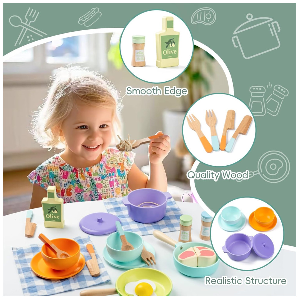 Brinquedo De Cozinha De Madeira Para Crianças 3+ – Acessórios Montessori E Utensílios Para Brincar.Busy Edition - Imagem 3
