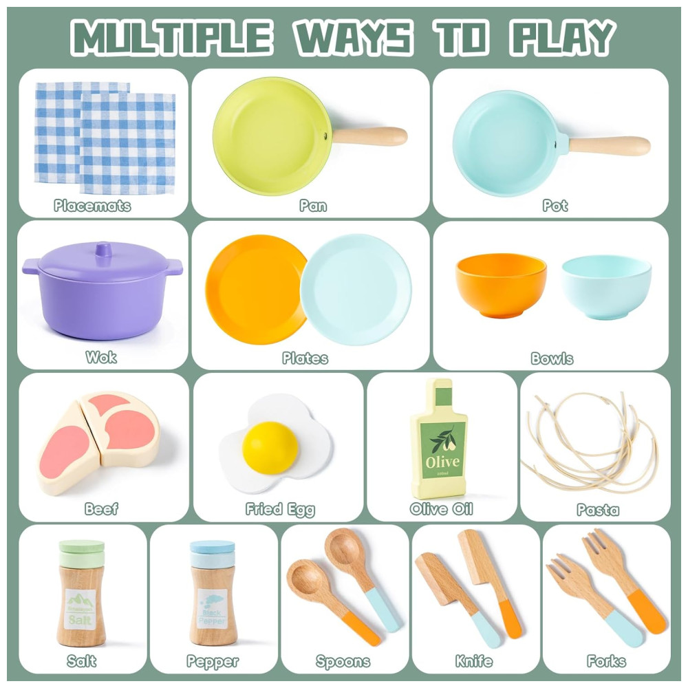 Brinquedo De Cozinha De Madeira Para Crianças 3+ – Acessórios Montessori E Utensílios Para Brincar.Busy Edition - Imagem 5