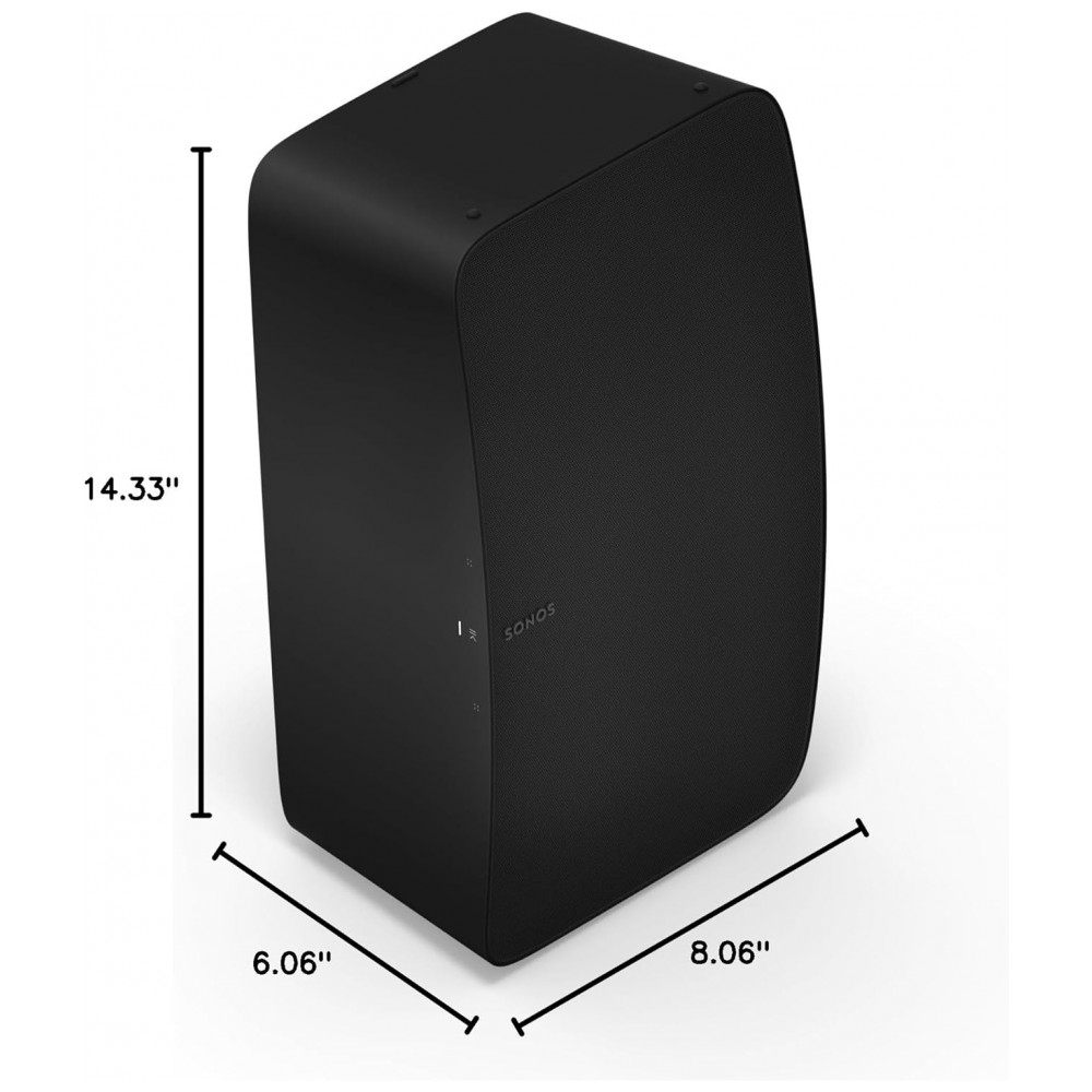 Sonos Five Alto-Falante Wireless de Alta Fidelidade com Som Estéreo, Entrada Auxiliar, Trueplay, Wi-Fi, Ethernet, Acabamento Fosco – Preto - Imagem 8