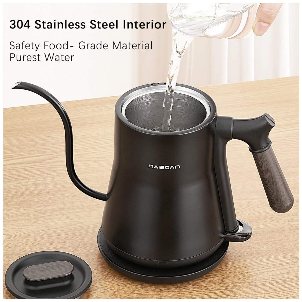 Chaleira Elétrica 800mL em Aço Inoxidável 110V 1000W Naibsan Preto - Imagem 4