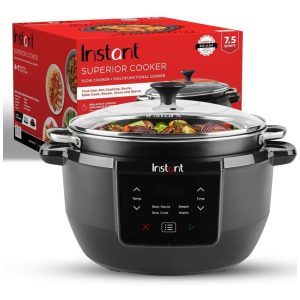Panela Elétrica Multifuncional 4 em 1 Capacidade 7L com Tampa de Vidro e Display LED 110V 800W Instant Pot Preta