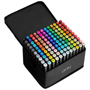 Conjunto de Canetas Artisticas 120 Cores á Base de Álcool e Ponta Dupla Perfeito para Crianças Estudantes e Adultos ZECHOMA