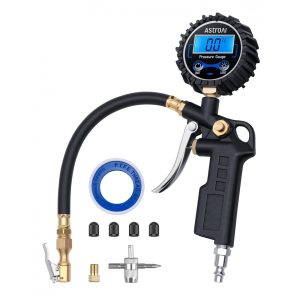 Manômetro Digital AstroAI com Inflador para Pneus 2275 PSI Acessórios para Compressor de Ar com Engate Rápido Resolução de 01 Display 1 unidade s