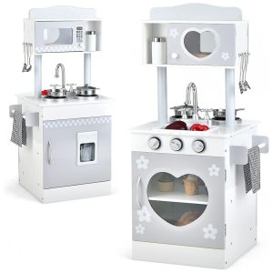 Cozinha de Brinquedo Realista em Madeira para Crianças de 3 a 8 Anos HONEY JOY Branca