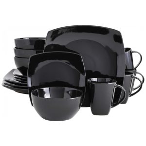 Aparelho de Jantar com 16 Peças em Cerâmica Serve 4 Pessoas Gibson Elite Soho Preto