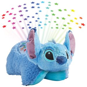 Pelúcia Stitch 27 cm de Altura com Projetor 3 Modos de Cores e Temporizador de 20 Minutos para Crianças Pillow Pets Azul
