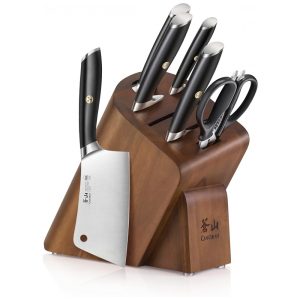 Conjunto de Facas em Aço Alemão com Bloco de Bancada 7 Peças Cangshan L Series 1027112 Preto