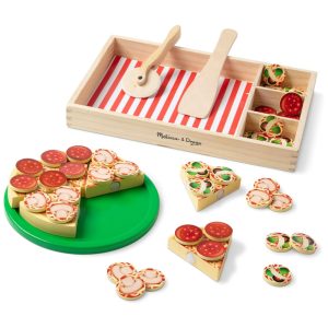Kit Pizzaria Infantil de Madeira com 36 Coberturas e Cortador para Crianças Acima de 3 Anos Melissa & Doug