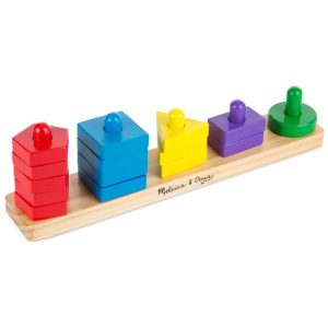 Kit de Empilhar e Classificar Infantil de Madeira com 15 Peças para Crianças Acima de 2 Anos Melissa & Doug