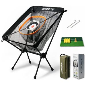 Kit de Treino de Golfe para Quintal com Rede Tapete e Bolas - Alvo para Chip - Presente Divertido para Prática de Golfe em CasaSENSECLUB.